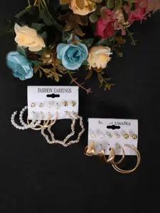 YouBella Set Of 12  Gold-Plated Contemporary Hoop Earrings