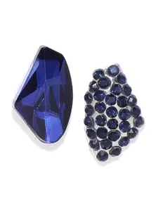YouBella Silver-Plated Stone-Studded Contemporary Studs Earrings