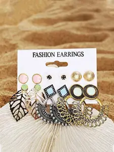 YouBella Set of 6 Gold-Plated Stone Studded Earrings