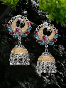 YouBella Silver-Plated Dome Shaped Jhumkas Earrings