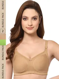 Floret Pack Of 2 High Support Non Padded All Day Comfort Seamless Bra