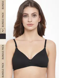 Floret Pack Of 2 Medium Support Non Padded All Day Comfort Seamless Medium Coverage Bra