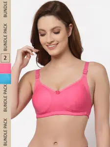 Floret Pack Of 2 Non-Padded Non-Wired Seamless Minimizer Bra