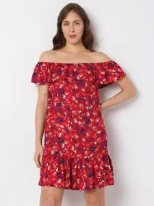 Vero Moda Floral Printed Off-Shoulder Dress