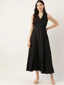 Deewa Black Georgette A-Line Maxi Dress