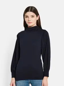 UNMADE Navy Blue Cowl Neck Top