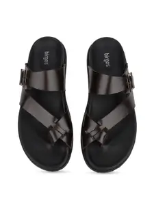 birgos Men Leather Comfort Buckle Sandals