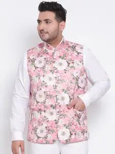 hangup plus Men Floral-Printed Woven Nehru Jacket