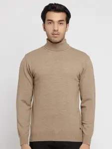 Status Quo Men Ribbed Hemline Turtle Neck Pullover Acrylic Sweater
