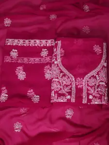 ADA Embroidered Chikankari Unstitched Dress Material