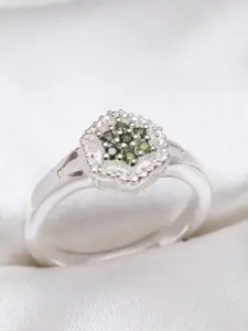 HIFLYER JEWELS Silver-Plated American Diamond Sterling Silver Studded Ring