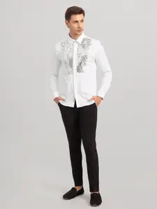 Snitch Men Embellished Detailed Slim Fit Cotton Casual Shirt