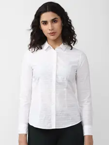 Van Heusen Woman Self Design Horizontal Stripes Formal Shirt