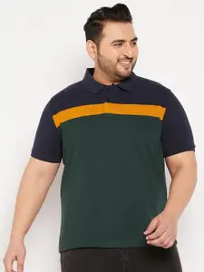 AUSTIVO Men Plus Size Colourblocked Polo Collar T-shirt