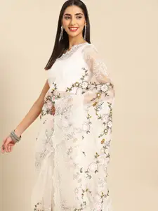 Anouk Floral Embroidered Organza Saree