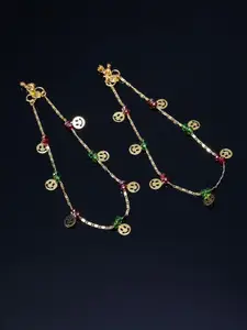 PANASH Set Of 2 Gold-Plated Beaded Smileys Anklets