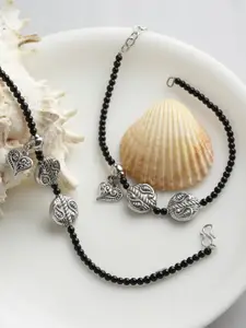 PANASH Set Of 2 Silver-Plated Beaded Anklets