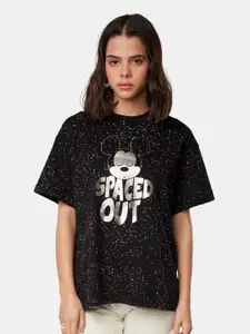 The Souled Store Women Typography Printed Oversize Pure Cotton Oversized T-shirt