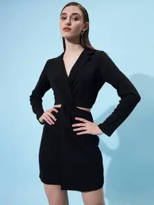 Athena Lapel Collar Long Sleeves Cut Out Blazer Dress