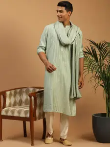 SHRESTHA BY VASTRAMAY Striped Sequinned Chanderi Cotton Kurta with Pyjamas & With Dupatta
