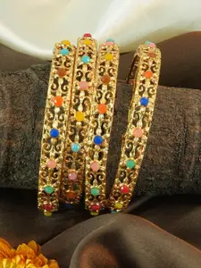 GRIIHAM Set Of 4 Gold-Plated AD-Studded Bangles