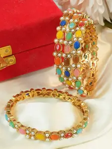 GRIIHAM Set Of 4 Gold-Plated AD-Studded Bangles