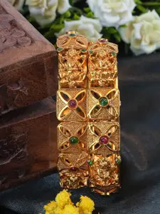 GRIIHAM Set Of 2 Gold-Plated AD-Studded Bangles