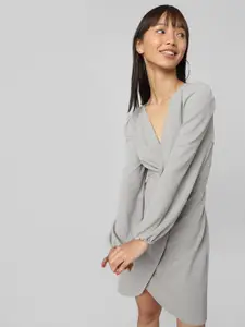 ONLY V- Neck Puff Sleeves Wrap Dress