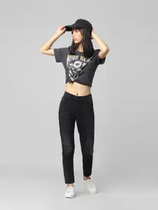 ONLY Women Slim Fit Low Distress Ripped Cropped Stretchable Cotton Jeans