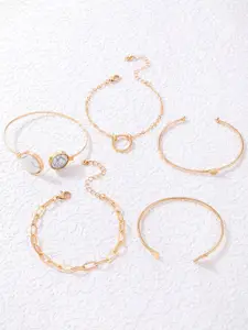 Jewels Galaxy Women Set of 5 Gold-Plated Kada Bracelet