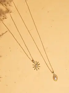 Jewelz Women Pack Of 2 Gold-Plated Necklaces