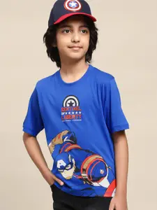 Kids Ville Boys Captain America-Printed Cotton T-Shirts