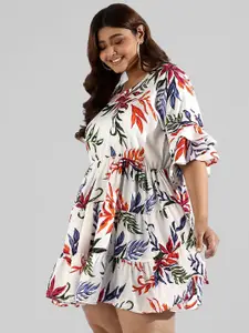 Instafab Plus Women Plus Size Floral Printed Fit & Flare Dress