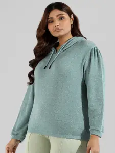 Instafab Plus Women Plus Size Hooded Wool Sweatshirt