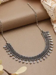 Jazz and Sizzle German Silver Silver-Plated Oxidised Necklace