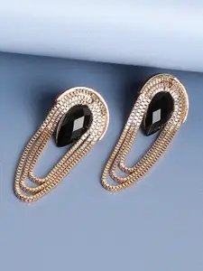 SOHI Gold-Plated Contemporary Studs Earrings