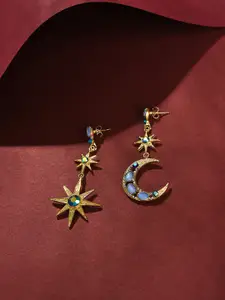 SOHI Gold-Plated Contemporary Drop Earrings