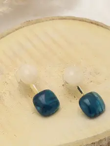 SOHI Gold-Plated Contemporary Drop Earrings