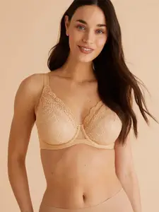 Marks & Spencer Underwired Non-Padded Seamless Lace Bra T332127ROSE QUARTZ