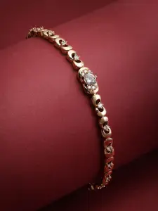PANASH Women American Diamond Gold-Plated Link Bracelet