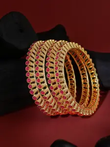 Adwitiya Collection Set Of 2 Gold-Plated & Stone-Studded Bangles