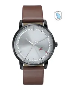 Fastrack Men Brass Leather Straps Analogue Watch 3278NL01