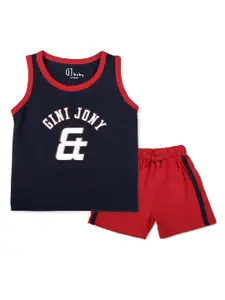 Gini and Jony Infants Boys Printed Pure Cotton T-shirt with Shorts