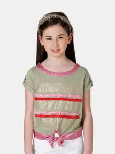 One Friday Girls Embellished Cotton Ruffles Top