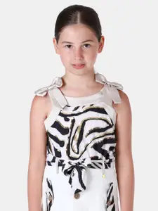 One Friday Animal Print Sequined Cotton Top