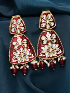 PANASH Kundan Enamelled Drop Earrings