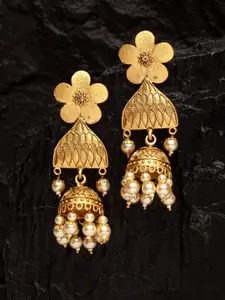 PANASH Gold-Plated Floral Jhumkas Earrings
