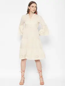HOUSE OF KKARMA Embroidered Fit And Flare Cotton Dress