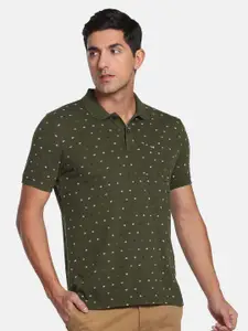 Arrow Sport Men Green Printed Polo Collar T-shirt