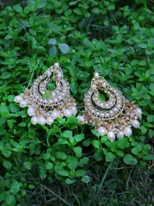 Adwitiya Collection Gold-Plated Classic Chandbalis Earrings